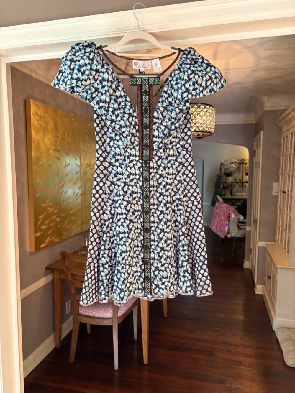 NWT In Earnest by Byron James Printed Lace Mini Dress. Size 2